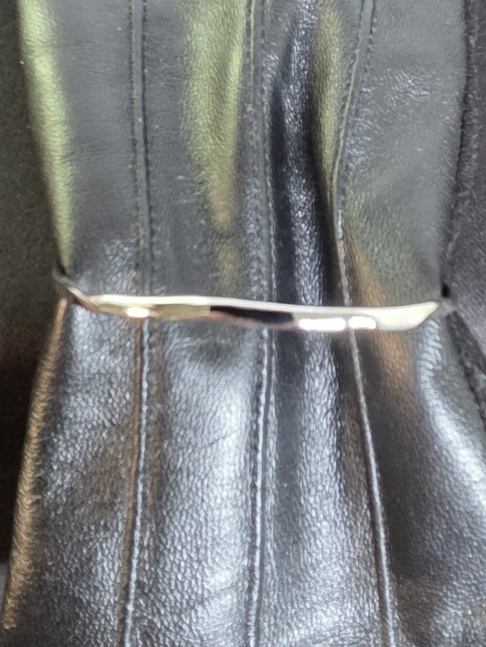 Cuff-Bangle Bracelet Swerved Surface Sterling Silver 925 White GP 6-6.5" New